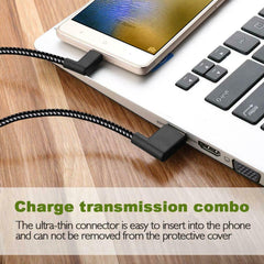 0.2m Nylon Braided 90 Degree Connector USB3.1 Type-C Charging Data Cable